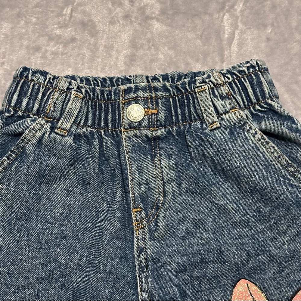 H&M Disney Minnie Mouse & Figaro Jeans Girl’s Elastic Waist Denim Pants Size 5T - Picture 4 of 10